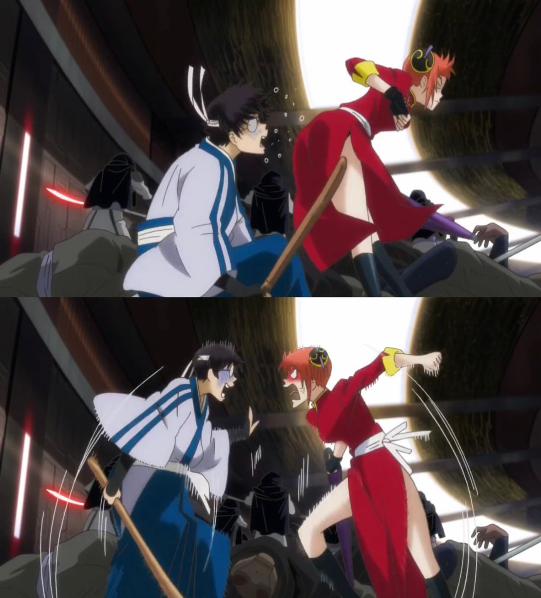 銀魂THEFINAL #銀魂 新八の顔がお尻に当たって赤面しちゃう神楽可愛い