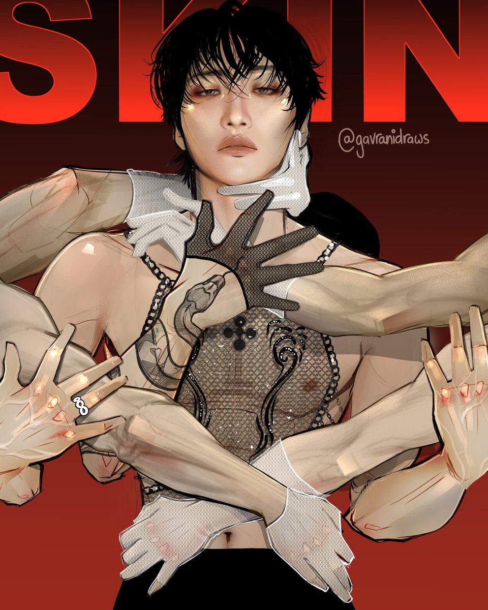 gavranidraws's tweet image. Skin 🐍 #SEONGHWA #ATEEZfanart