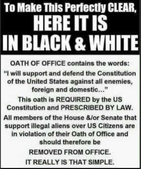 Gitmo99's tweet image. I will defend and support the constitution. All members of the House and Senste that support illegals over US citizens are in violation of their oath and removed from office 🇺🇸🇺🇸🇺🇸 #HIAW