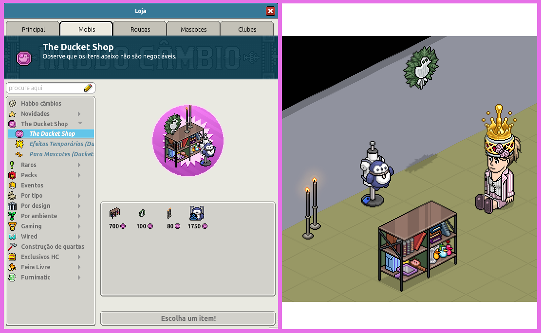 RitSims's tweet image. Novos mobis de Duckets na Loja, eu gostei de todos os mobis de Duckets que foram lançados, gosto tb do fato de não poder negociar, assim não torna banal e não entulha o jogo. @HabboPTBR @Habbo #Habbo