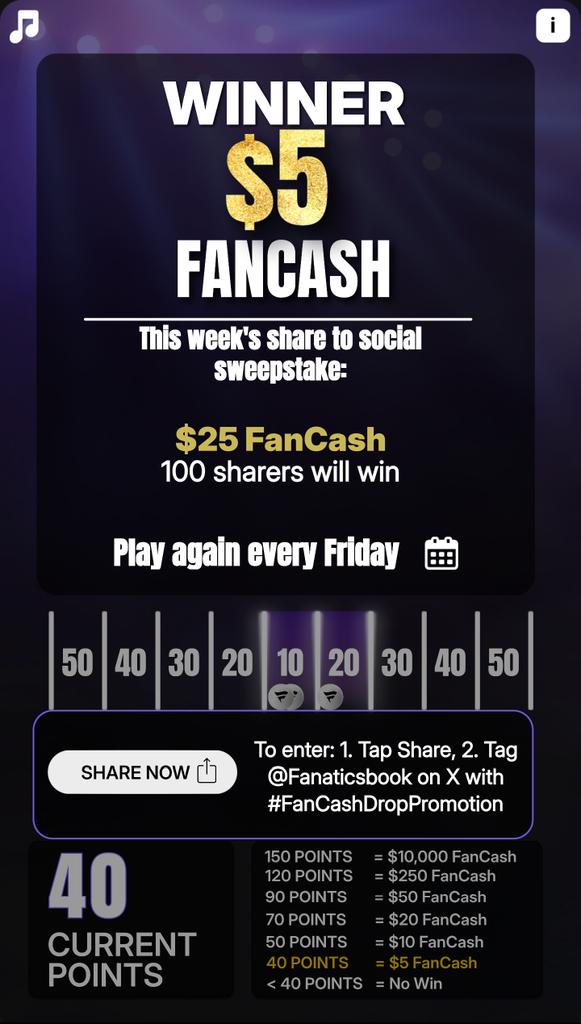 Play the #FanCashDropPromotion today
fanatics.onelink.me/5kut/p6fykbjo <a href="/FanaticsBook/">Fanatics Sportsbook</a>