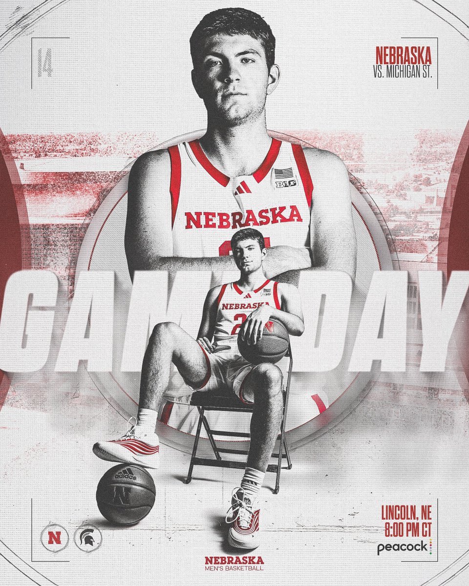 B1G Battle.

🆚: Michigan State
📍: Pinnacle Bank Arena
⌚️: 8:00 PM CT
📺: Peacock
📻: <a href="/HuskersRadio/">Huskers Radio Network</a>