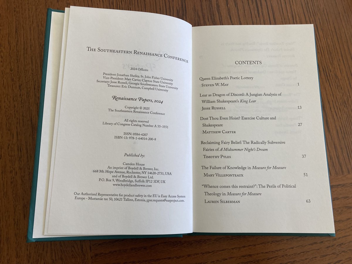 The new issue of the SRC's official journal, _Renaissance Papers_, is out!  Featuring the best papers presented at the 2024 conference (held at The Citadel in Charleston, South Carolina), it is a great way to start off the new year!