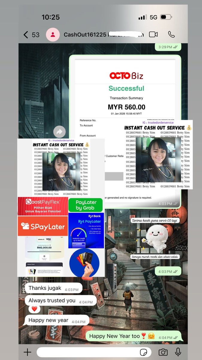 BettySim_93's tweet photo. 🏦 Instant Cash Out Service 🏦 
Terima kasih yang Percaya Saya dan guna Servis Cash Out 😊

https://t.co/MGMxYgso5C

#instantcashout #cashout #paylater #Spay #SPayLater #grab #GrabPayLater #Boost #BoostPayFlex #creditcard #提现金 #kadatome #rytpaylater #bettysimcashout https://t.co/WfNZ6fK5qp