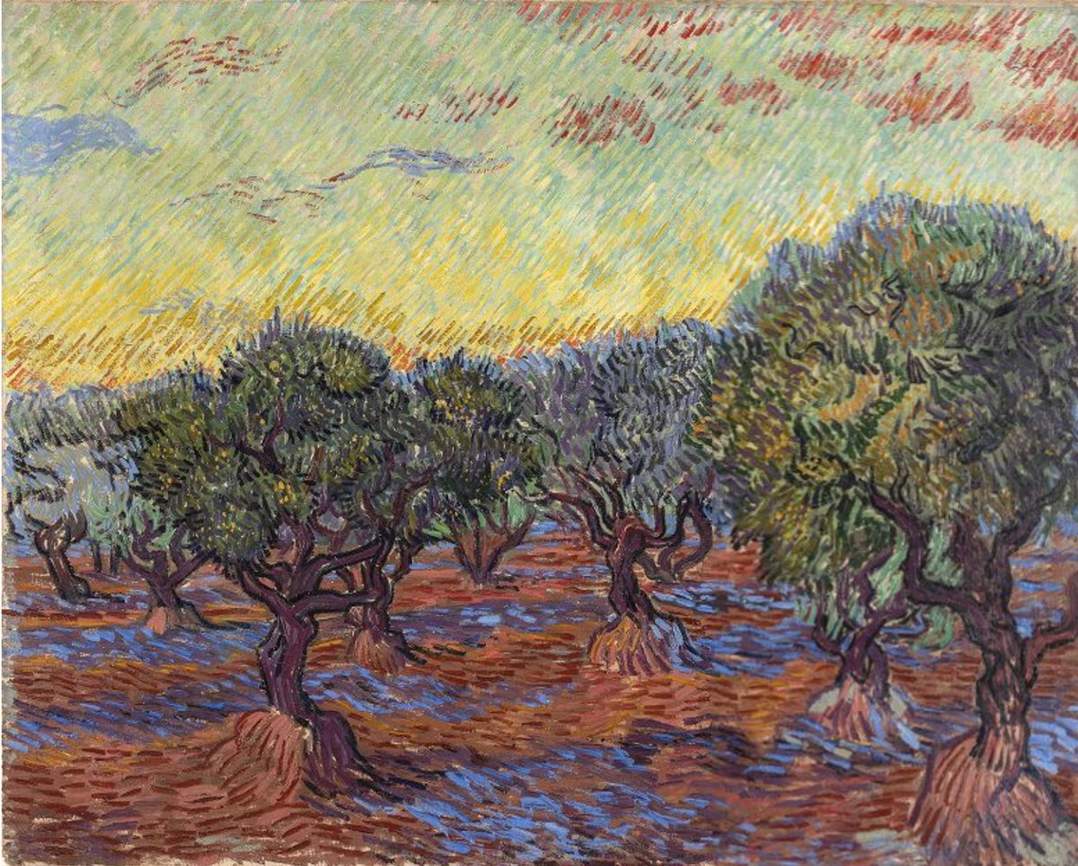 Van Gogh’s olive groves  🌳❤️‍🩹  ‘... in all of nature, in trees for instance, I see expression and a soul, as it were.’
After his infamous breakdown in Arles, Vincent admitted himself to the Saint-Paul psychiatric institution in Saint-Rémy-de-Provence. When he was finally allowed