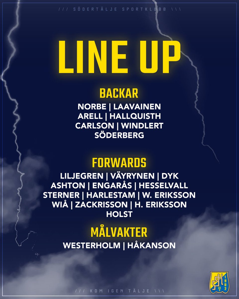 SodertaljeSK's tweet image. Laget som ställs på isen i Nobelhallen🫡 19:00 kör vi. 

❌ Jonas Ahnelöv utgår pga sjukdom