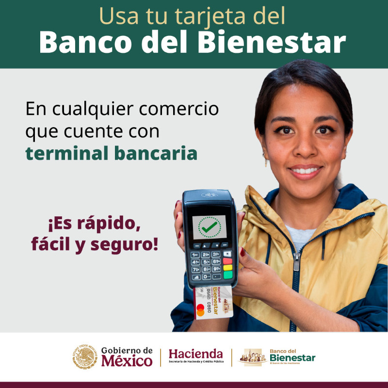 bbienestarmx's tweet image. Compra lo que necesites sin portar efectivo. Usa tu tarjeta del Banco del Bienestar en comercios que cuenten con terminal bancaria. Es rápido y fácil.