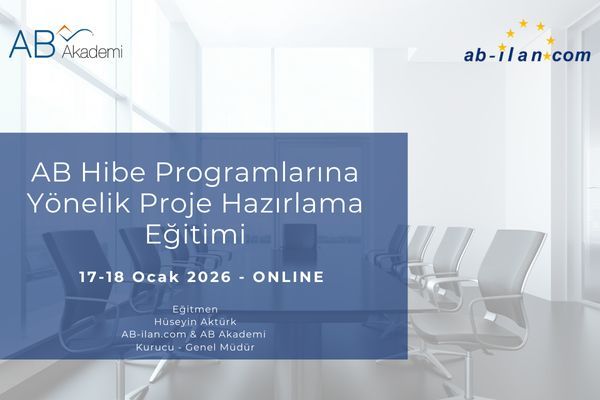 📢 AB Hibe Programlarına Yönelik Proje Hazırlama Eğitimi 

💻ONLINE
🗓️ 17-18 Ocak 2026 

💼 15 yılı aşkın deneyim
🎓 500’den fazla eğitim
👥 10.000’den fazla mezun

📌 Katılımcılar, Avrupa Birliği mali yardımlarını tanıyacak ve AB hibeleri ile Kalkınma Ajanslarına proje