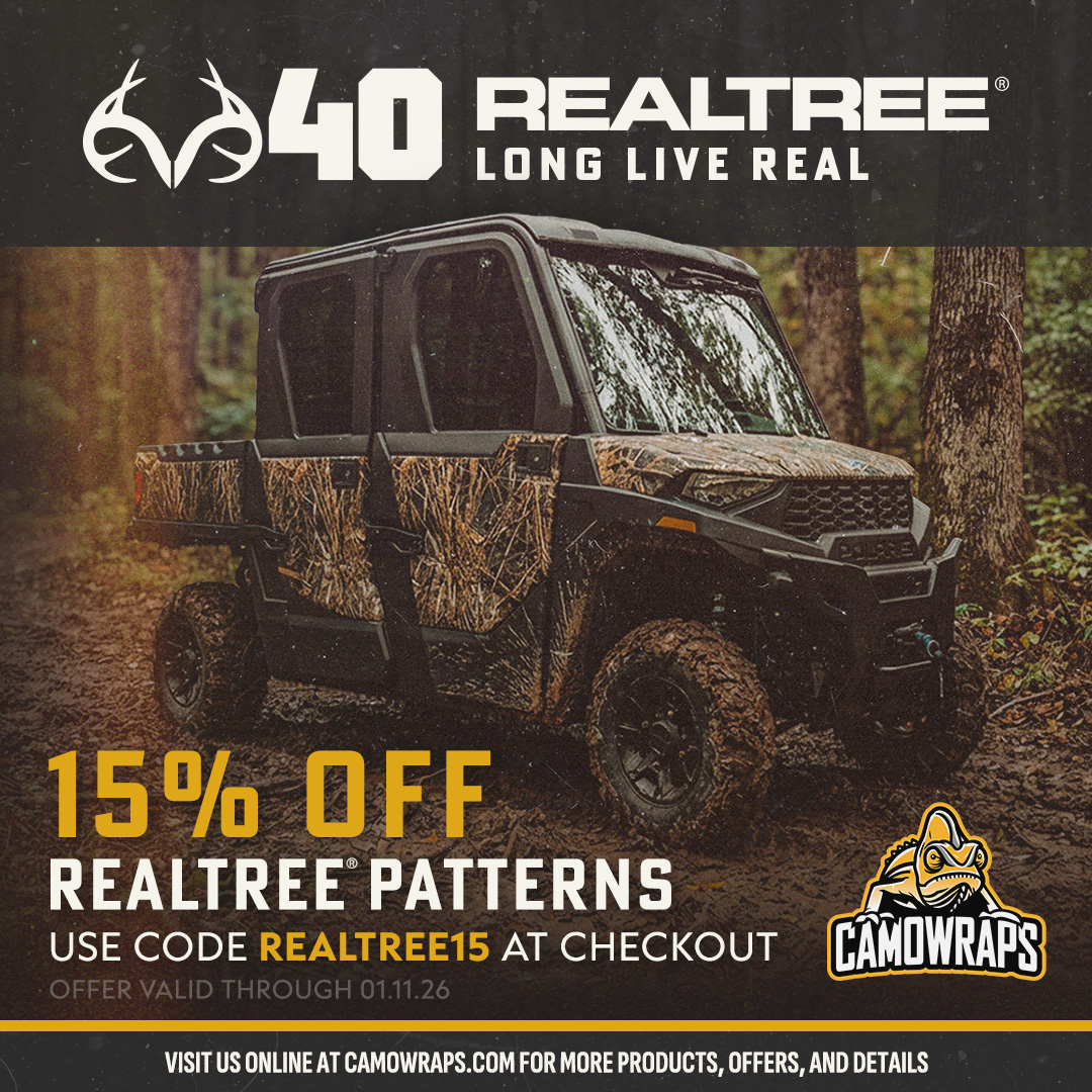 CamoWraps's tweet photo. Realtree® turns 40 — and we’re celebrating with 15% off all Realtree patterns! 🍁
Camo rolls, firearms, ATV/UTV, boats, tailgates &amp; more.
Use code REALTREE15 at checkout.
🛒 Link in bio.
#Realtree #CamoWraps #GunWraps #ATVWraps #BoatWraps https://t.co/W5CsJgB0iW