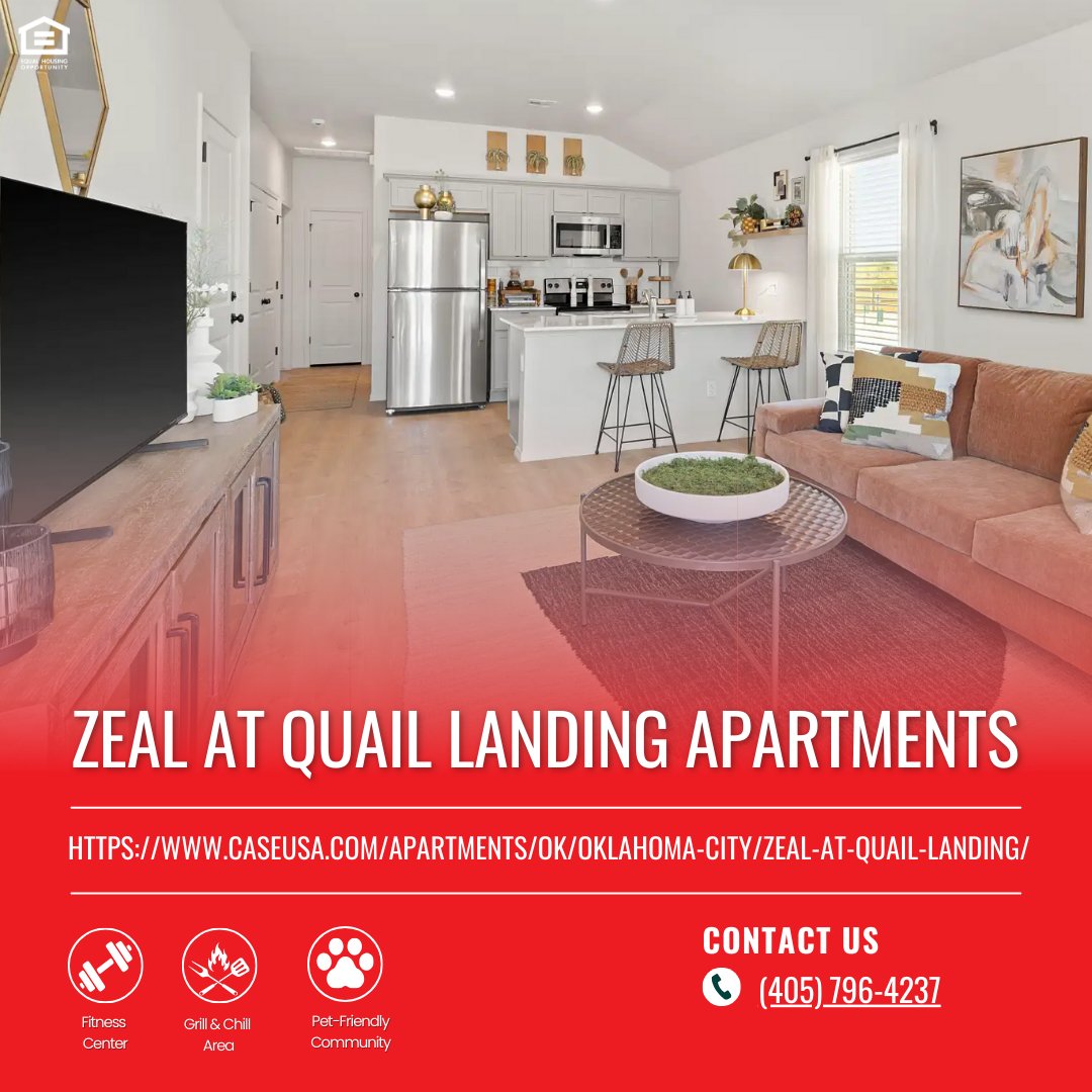 CaseAssociateOK's tweet image. Quiet surroundings and modern living come together at Zeal at Quail Landing ✨🐾

Located in north Oklahoma City, this new apartment community offers luxurious amenities and flexible spaces designed for a variety of lifestyles. Enjoy access to a 24/7 fitness center and...