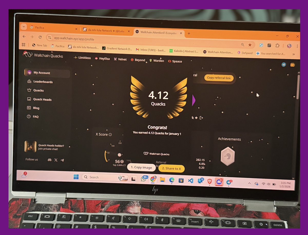 I just earned 4.12 Quacks in a day by posting about Spaace 💰

Positioning early for the wallchain TGE 

Start stacking, don’t snooze 🦆

What gives me confidence in <a href="/spaace_io/">Spaace 🟠</a> is how intentionally they’re building.

They didn’t rush everything out. First came a smooth