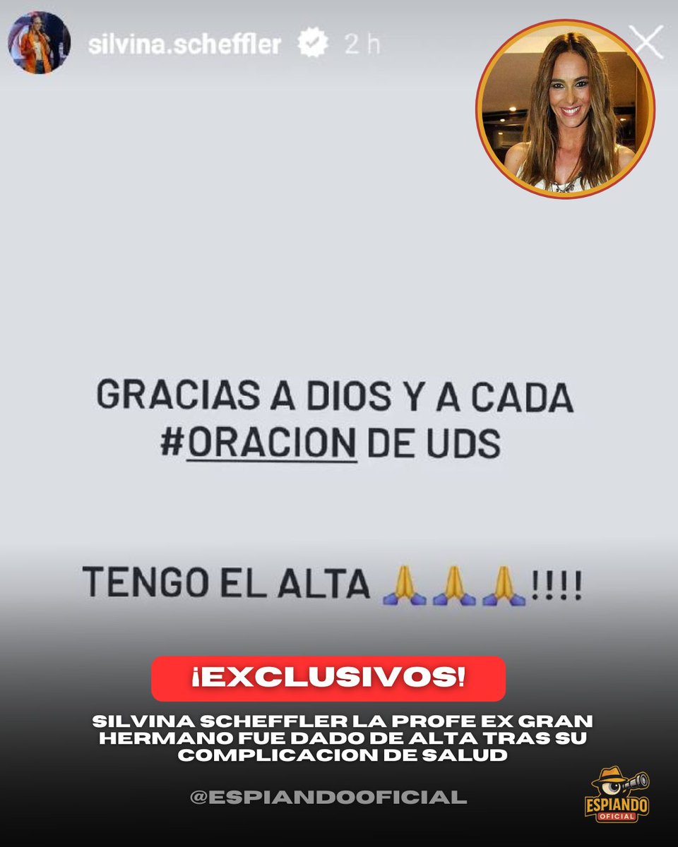 📌 Silvina Scheffler la profe ex Gran Hermano fue dado de alta tras su complicacion de salud

#GranHermano #LAM