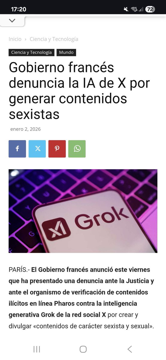 "Pedirle a Grok que edite fotos de mujeres sin su consentimiento no es ilegal y no me va a pasar nada si lo hago"

Ya estan denunciando a Grok por hacerlo

Aprender leyes 👀
