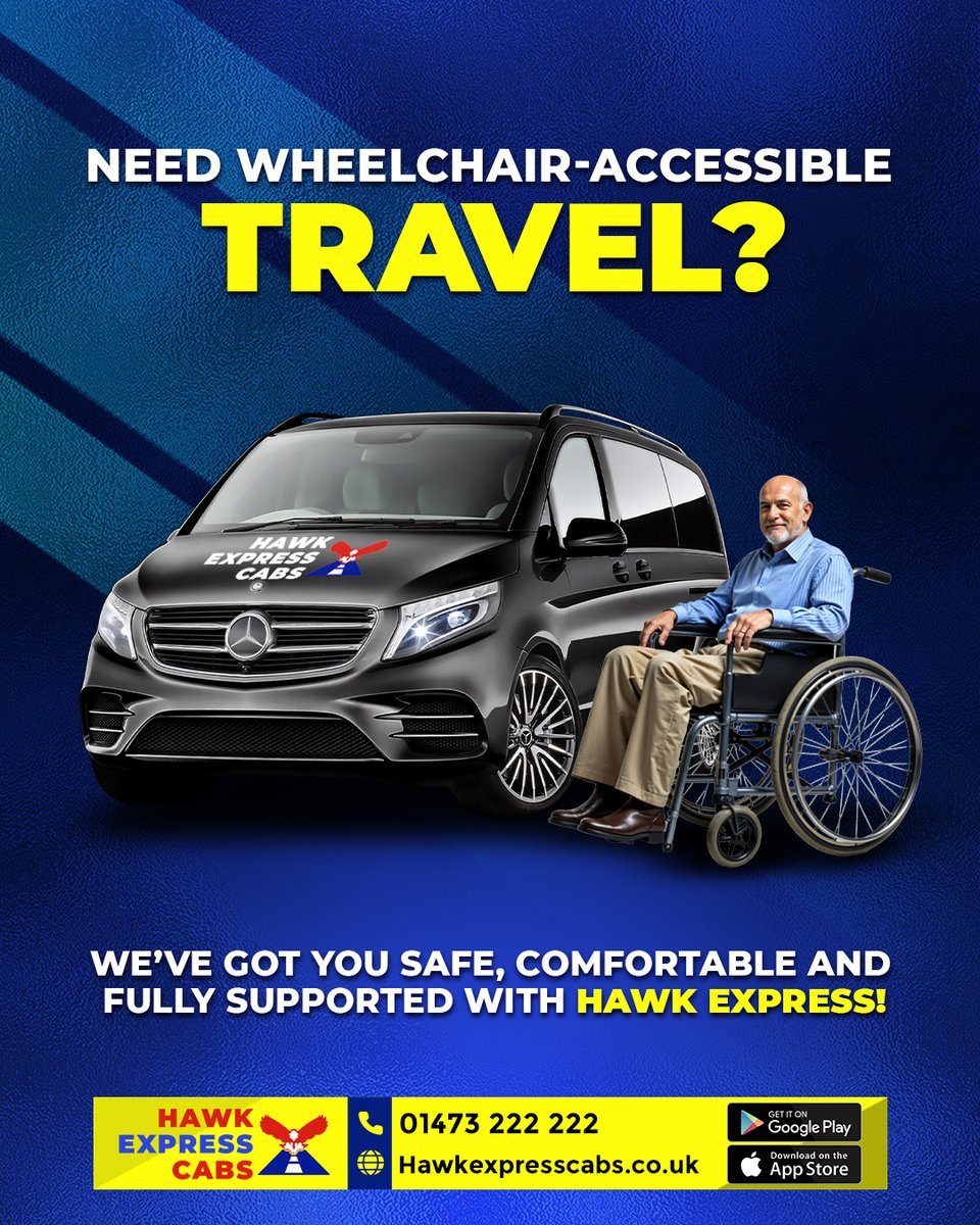 HawkExpressCab's tweet image. Let’s be honest… getting around Ipswich isn’t always easy when you need a wheelchair-accessible vehicle.
So we’re here to make it simple.

Hawk Express has dedicated accessible vehicles and drivers who actually take the time to help.