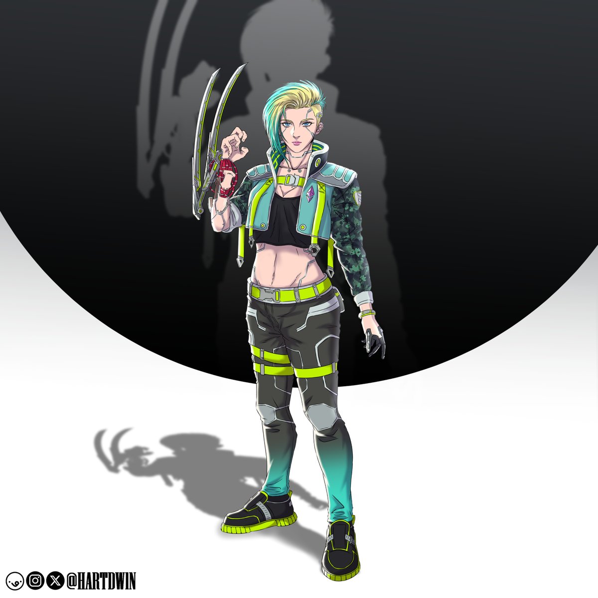 Cyberpunk 2077 character design 
Commission work!
#Cyberpunk2077 #CharacterDesign #CommissionOpen #DigitalArt