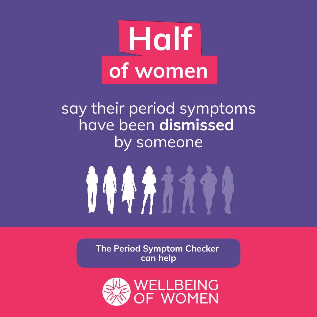 WellbeingofWmen's tweet photo. 💡 Did you know? Half of women say their period symptoms have been dismissed.

This can lead to delays in diagnosis and treatment. Together, we can change that!

Everyone deserves to have their symptoms acknowledged and properly addressed.

Don't ignore your symptoms - answer a few quick questions and get personalised guidance, including a letter explaining your symptoms to give to your GP.

Find support with our Period Symptom Checker: https://t.co/uplnu1zqiz

#PeriodHealth #WomenHealth #PeriodAwareness