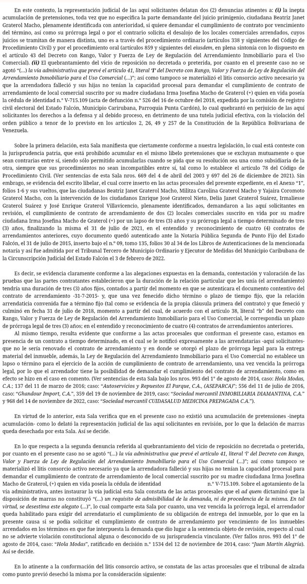 WilsonGomezGB's tweet photo. Sentencia N° 1079 del 09/07/2025 Sala Constitucional @TSJ_Venezuela Arrendamiento Comercial. Prórroga Legal. Al incumplir obligación contractual y legal de entregar el bien inmueble arrendado resultaba procedente la pretensión de cumplimiento de contrato
https://t.co/oELthzYK6x https://t.co/gm1q3Ws8Ql