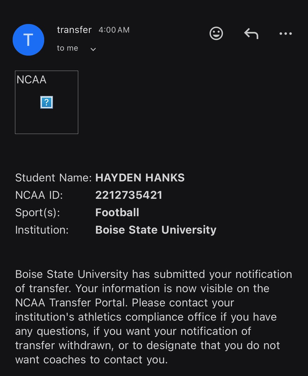 Officially in the transfer portal
Cell: 406-210-8741