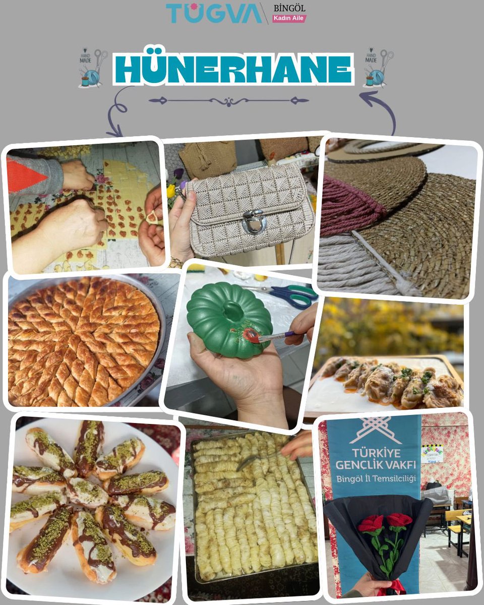 Hünerhane’de eller çalışıyor, gönüller birleşiyor ✂️🧶🍰
El emeği, göz nuru çalışmalarımızdan kareler…