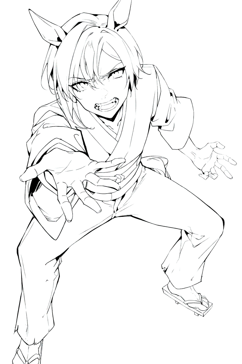 風来坊ウマ娘ちゃん、仁義切りと口上をやるときは「その筋」のものっぽく見えるといいなって 普段の人の好さそうな感じから一変してほしい 