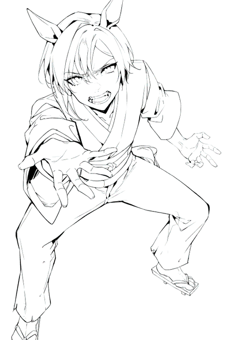 風来坊ウマ娘ちゃん、仁義切りと口上をやるときは「その筋」のものっぽく見えるといいなって 普段の人の好さそうな感じから一変してほしい 