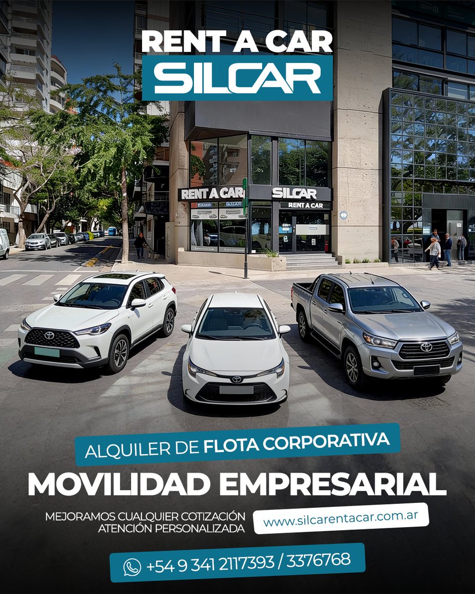 🔹 ALQUILER DE FLOTA CORPORATIVA - MOVILIDAD EMPRESARIAL

📲 CONSULTANOS: 54 341 2117393
💻 silcarentacar.com.ar

🔹 En Silcar Rent a Car brindamos soluciones de alquiler pensadas para optimizar tiempos, reducir costos y asegurar continuidad operativa.

🔹 SILCAR – RENT A CAR