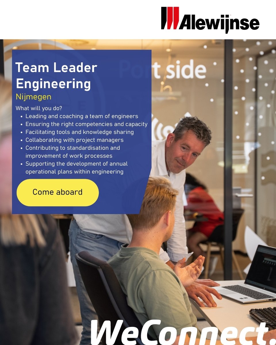 As 𝐓𝐞𝐚𝐦 𝐋𝐞𝐚𝐝𝐞𝐫 𝐄𝐧𝐠𝐢𝐧𝐞𝐞𝐫𝐢𝐧𝐠, you lead a team of (system) engineers responsible for designing electrical installations on board ships 👉 alewijnsecareers.com/vacatures/team…

#teamleader #vacature #Engineering #solliciteren #baan #vacancy #work #jobs #hiring #recruitment