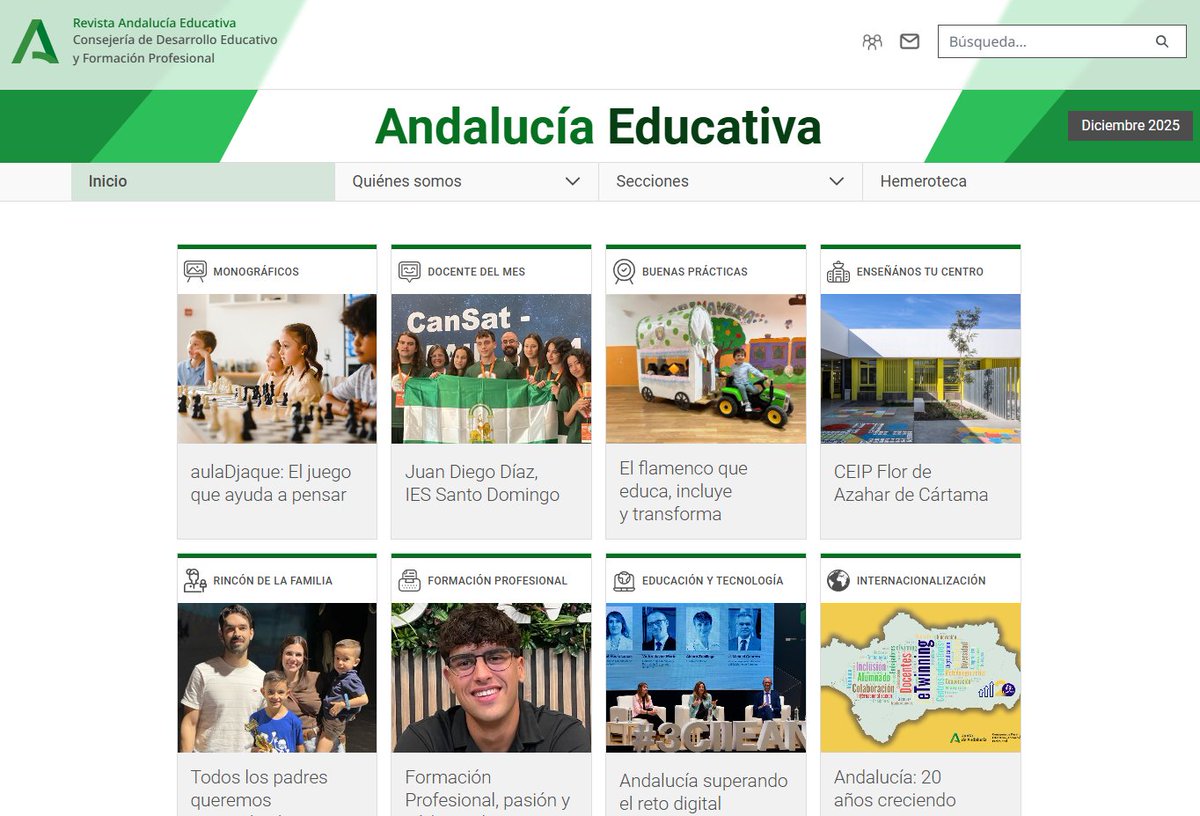EducaAnd's tweet photo. 🖥 La revista 'Andalucía Educativa' ha vuelto para visibilizar las experiencias de éxito y el talento de los centros docentes, con un salto cualitativo hacia la digitalización total.
✅ Facilidad de consulta, reproducción y el almacenamiento de contenidos.
https://t.co/9ZIDZO1kdy https://t.co/PKmJgHxvoF
