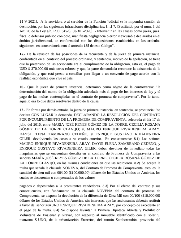 jolismazon's tweet photo. ALERTA PARA EL CONSEJO DE LA JUDICATURA
(compartan por favor)
Está empezando a tramitarse en la Corte Provincial del Guayas la apelación de una acción de protección (proceso 09332-2025-12969) por la cual la jueza Manuela Piedad Calva Castillo pretende ser reintegrada a su cargo como jueza civil del Guayas luego de que fuera destituida por error inexcusable el año pasado.

La ignorancia del derecho de esta juzgadora es tan enorme que constituye un verdadero peligro para la administración de justicia del país. 

Ya ganó primera instancia, gracias a una jueza de su misma unidad judicial que le concedió, graciosamente, el regreso a su cargo, con pago de todos los haberes dejados de percibir. Ordenó incluso que el CJ le dé disculpas públicas.

El proceso que dio origen a la declaratoria es el 09332-2018-01801. Acompaño a este post la parte principal del fallo donde se declaró el error inexcusable de esta jueza impresentable para que puedan calibrar su absoluta falta de idoneidad para el ejercicio del cargo.

@CJudicaturaEc