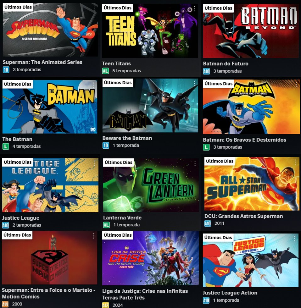 UniversoDCnauta's tweet image. 🚨LISTA!

Animações da DC deixando a HBO MAX em janeiro:

-Superman: A série animada
-Teen Titans
-Batman do Futuro
-The Batman
-Beware The Batman
-Batman: Bravos e Destemidos
-Liga da Justiça
-Lanterna Verde: A série animada
-All Star Superman
-Superman Entre a Foice e o Martelo…