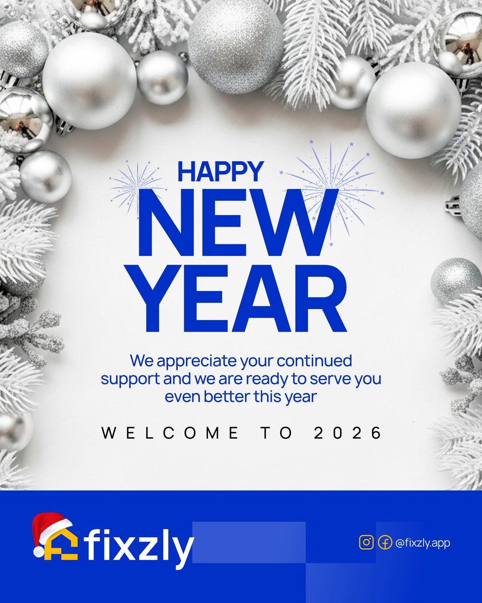 Fixzly_app's tweet photo. Happy new year🥳 We’re ready to fix, restore, and deliver better in 2026.

#Fixzly #Hello2026 #NewYear  #DeviceRepair #FixzlyDelivers https://t.co/lqfP4gWPBg