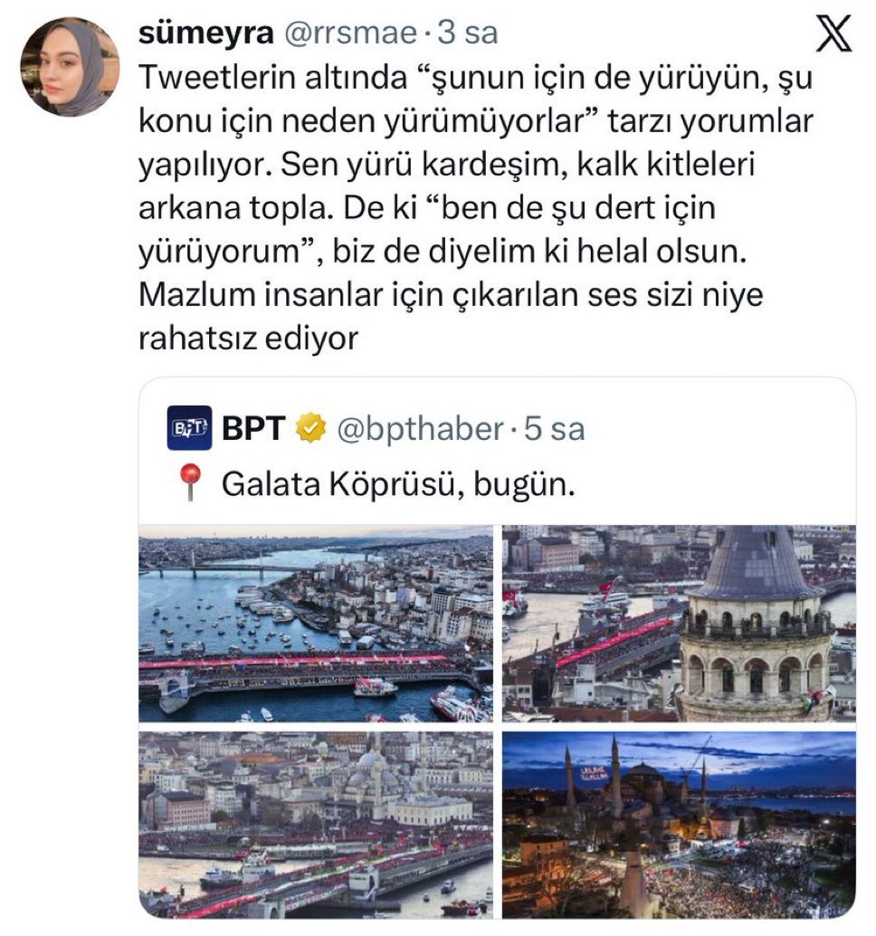 Sizinkiler çıkınca yolları kapatıp koruma sağlayanlar biz çıkınca tutukluyor sümeyra bu yüzden rahatsız oluyoruz siz arap, o, bu, şu derken size tüm yolları açanlar biz vatan deyince ters kelepçe alıyor sümeyra