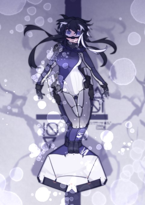 C107新刊から、表紙絵と今年はこれで統一しようかと思う凪夏のダイビングスーツ アシンメトリな感じで、たすき掛けみたいなラインのジップで開く感じ 