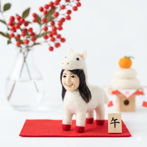 明けましておめでとうございます
今年もよろしくお願いします

<a href="/MatoToushi/">まと｜AI×デザイン</a> さんのプロンプト
使わせてもらいました♡
ありがとうございます

アイコンに使ってる写真で作ってみたら
ほうれい線まで忠実に再現されて（2枚目）

bananaくん
そこは再現しなくていいんだよ😅笑笑