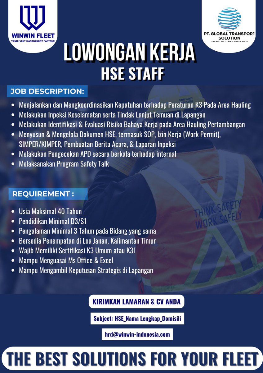 every_wonuwu's tweet image. Guiss gue punya loker nih untuk Staf Operasional, PJO, dan Staf HSE. Penempatan di Kaltim. Info lebih lanjut bisa cek postingan ini atau DM (mention dulu biar bisa cek).

Semoga rejeki kalian ya di awal tahun 2026 ini ☺️🤍