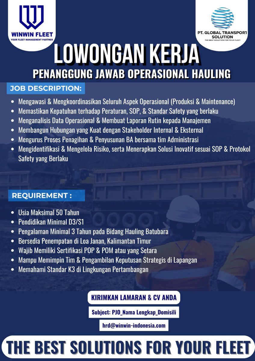 every_wonuwu's tweet image. Guiss gue punya loker nih untuk Staf Operasional, PJO, dan Staf HSE. Penempatan di Kaltim. Info lebih lanjut bisa cek postingan ini atau DM (mention dulu biar bisa cek).

Semoga rejeki kalian ya di awal tahun 2026 ini ☺️🤍
