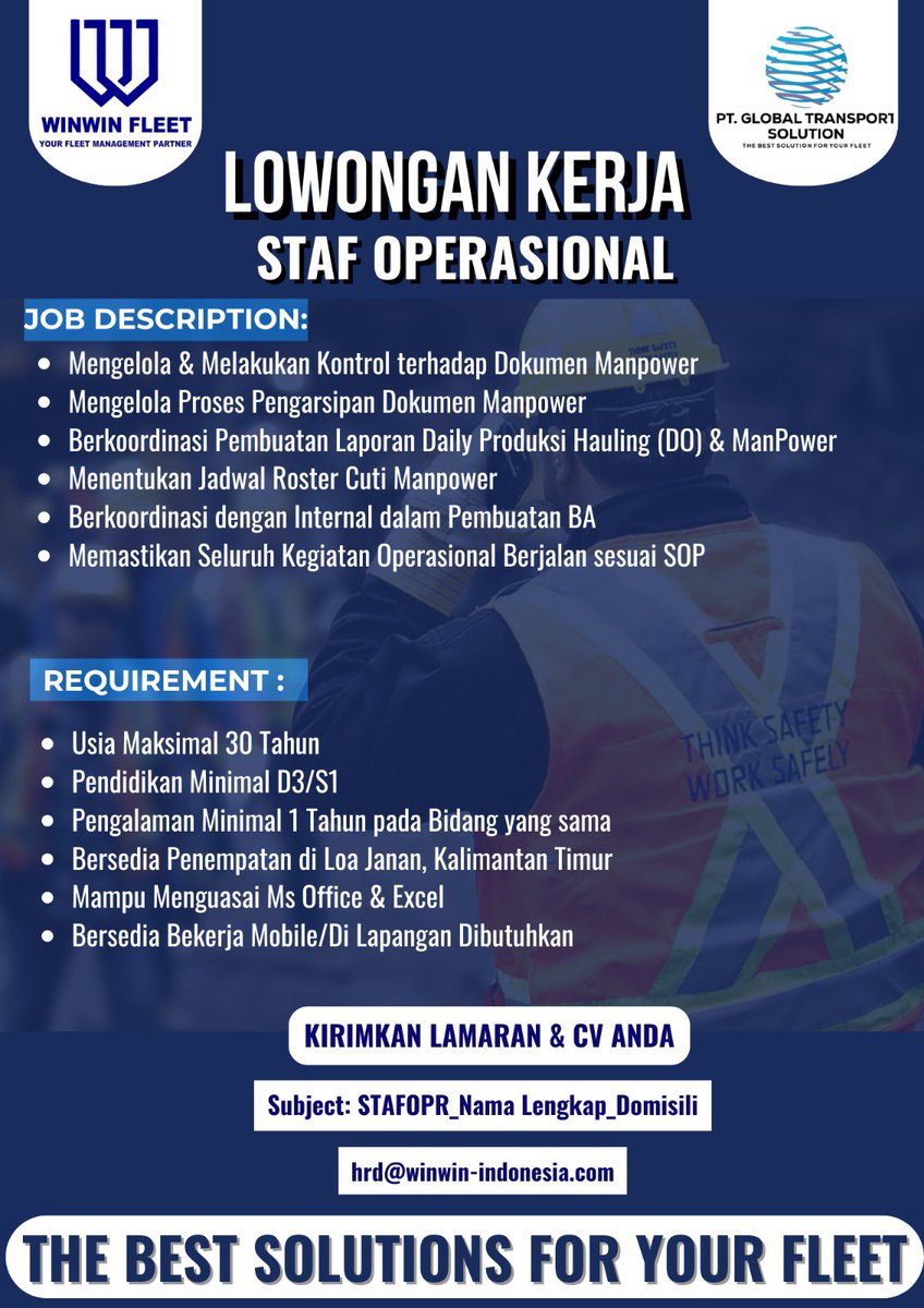 every_wonuwu's tweet image. Guiss gue punya loker nih untuk Staf Operasional, PJO, dan Staf HSE. Penempatan di Kaltim. Info lebih lanjut bisa cek postingan ini atau DM (mention dulu biar bisa cek).

Semoga rejeki kalian ya di awal tahun 2026 ini ☺️🤍