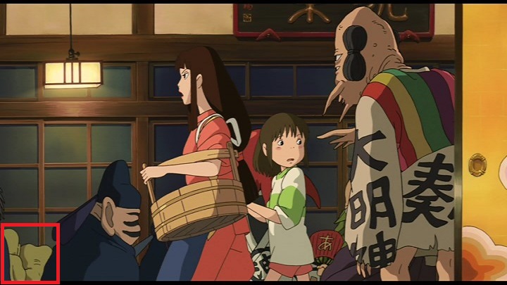 千尋がリンに油屋の内部を案内されるシーンで、三鷹の森ジブリ美術館で