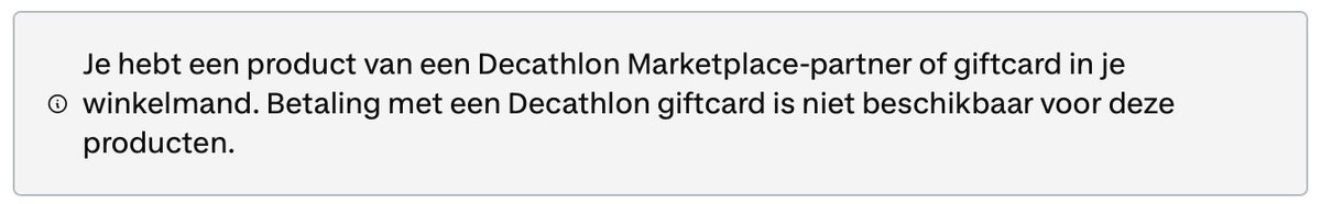 metdubbels's tweet photo. @DecathlonNED Had ik dit maar eerder geweten toen ik mijn @vvvcadeaukaart had omgezet naar een #Decathlon #giftcard. Wordt lastig om iets aan te schaffen dan,  als er onder zowat elk product staat 'verkocht en verzonden door [niet-Decathlon]' 😡 https://t.co/iKjisreCJY