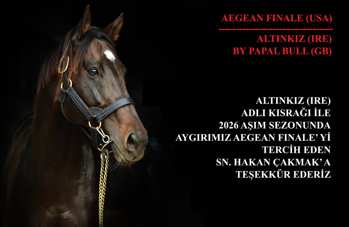 ALTINKIZ (IRE) ADLI KISRAĞI İLE
2026 AŞIM SEZONUNDA
AYGIRIMIZ AEGEAN FINALE’ Yİ
TERCİH EDEN SN. HAKAN ÇAKMAK’ A
TEŞEKKÜR EDERİZ
<a href="/hakann_cakmakk/">Hakan Çakmak</a>  <a href="/IsgorenNaim/">Naim İşgören</a> <a href="/AegeanFinale/">Aegean Finale</a>