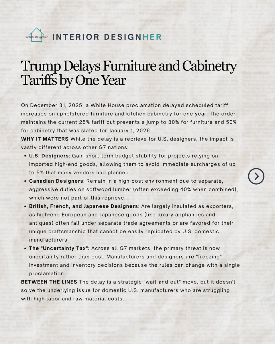 Int_Designher's tweet photo. Here is the news that is / should be important to interior designers for January 2, 2026.
⠀
If you're keen to improve your business / career in 2026, follow for regular interior design business news updates https://t.co/v9GwdsNFXe