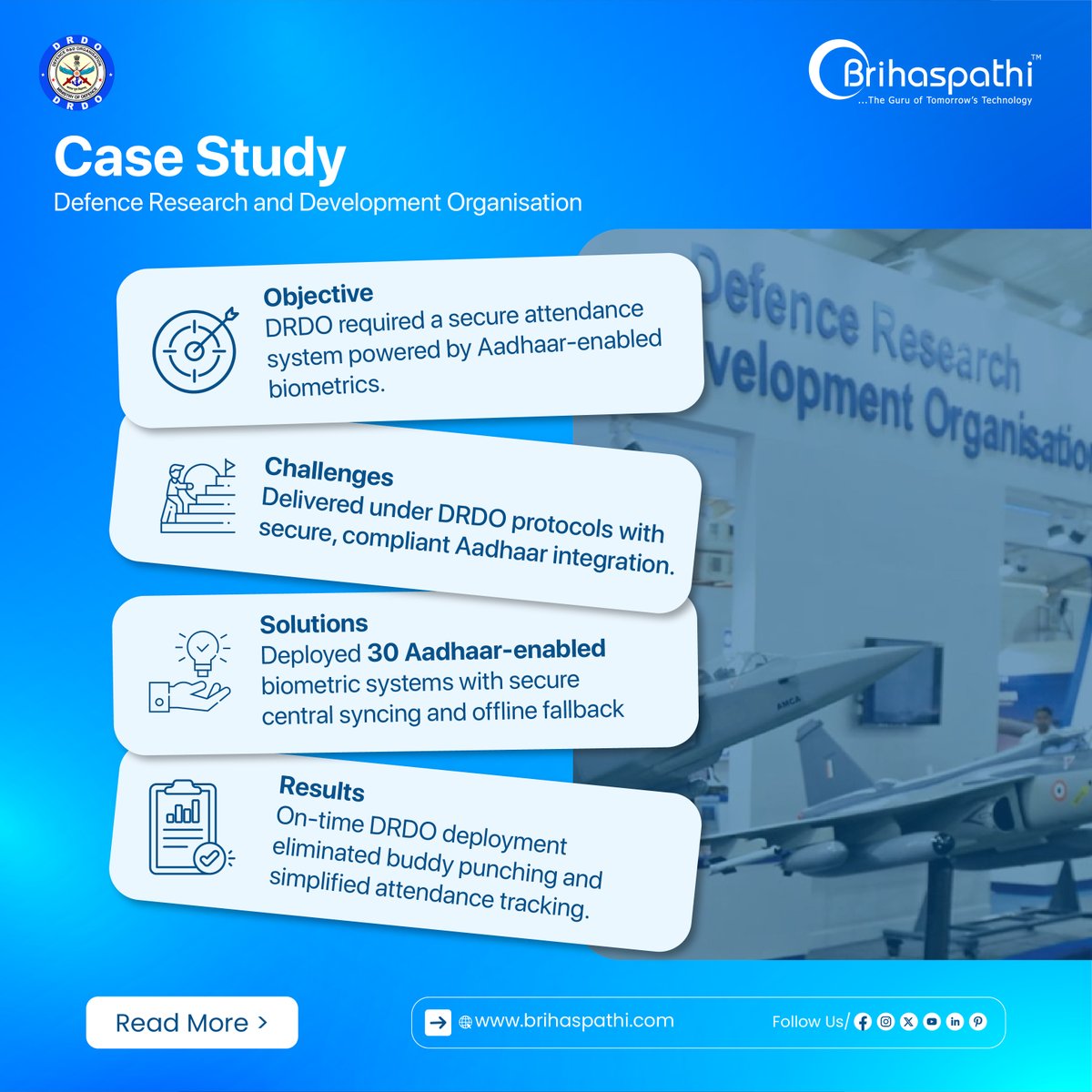 Brihaspathitec's tweet image. Brihaspathi Technologies is honored to highlight our secure biometric attendance solution delivered for 𝗗𝗥𝗗𝗢.

👉 Read the full details here: brihaspathi.com/case-studies/d…

#BrihaspathiTechnologies #BiometricSolutions #AadhaarEnabled #SecureTechnology