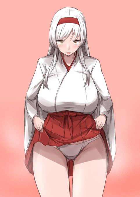 お題のスカートを持ち上げて誘ってくる翔鶴さんです。 