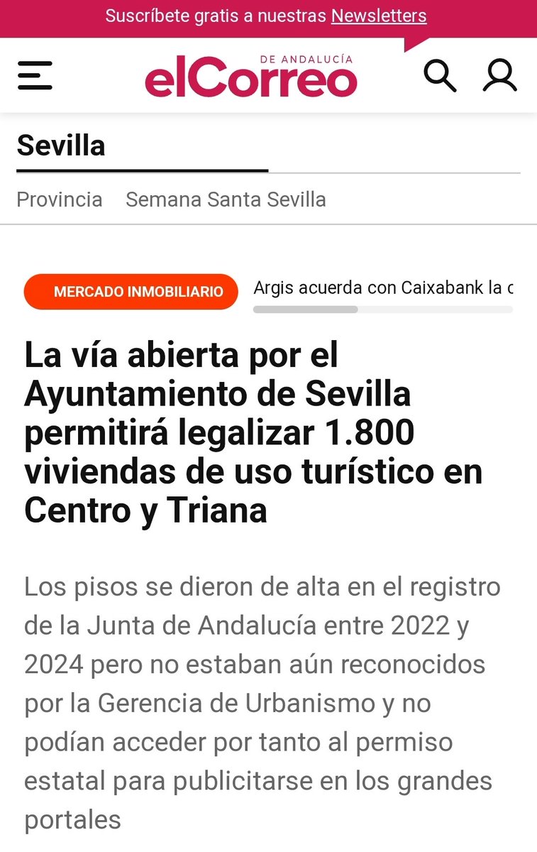 ¡1800 viviendas turísticas‼️#Sevilla
La AVVA y la Junta PERDIERON ante los tribunales esta batalla. El Ayuntamiento de <a href="/jlsanzalcalde/">José Luis Sanz</a> y sus socios ahora les abre la puerta a los que desde 2022 no cumplieron con  sus obligaciones urbanísticas.
<a href="/elcorreoweb/">El Correo de Andalucía</a>
elcorreoweb.es/sevilla/2026/0…