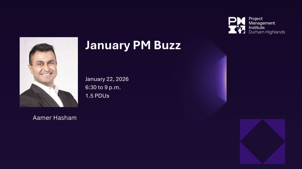 Is moving “faster” actually improving your project outcomes? ⚡🤔

Join PM Buzz on Jan 22 with Aamer Hasham to explore smarter pacing and stronger alignment.

📅 Jan 22, 2026 | 6:30 p.m.
💻 Virtual | 1.5 PDUs
🔗 Register: loom.ly/fhBhIK4

#PMIDHC #PMBuzz