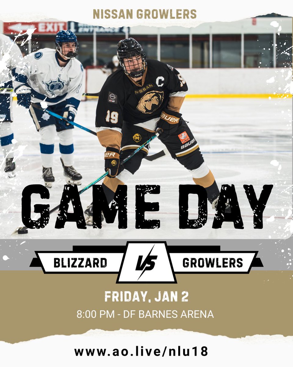 AAAGrowlers's tweet image. ⬛️⬜️🟨 Game Day!!
🕢 8:00PM
📍 @DFBarnesArena
🆚 @EC_Blizzard 
📺 ao.live/nlu18
🎙️ @FelthamDrew

#NoTimeOff #Woof