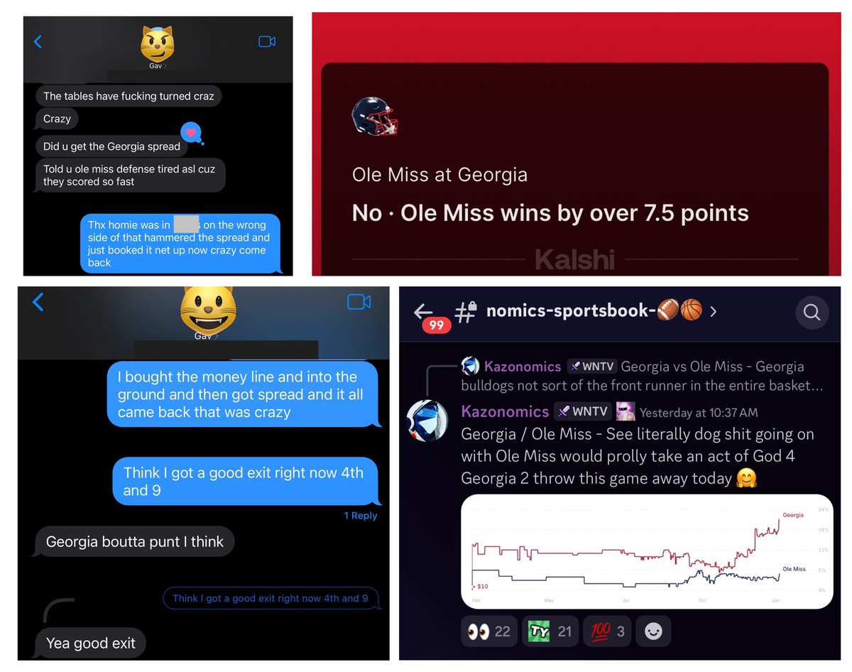 Pulled of a 3/3 in yesterdays #NCAA  🏈 playoffs smh said:

“it would take an act of god 4 Georgia 2 throw this game away” 👁️👁️

Welp apparently god is a thespian cuz that lil 🥷 was acting up shout out 2 my son with the killer read on a tired defense that 💩 was crazy 😹