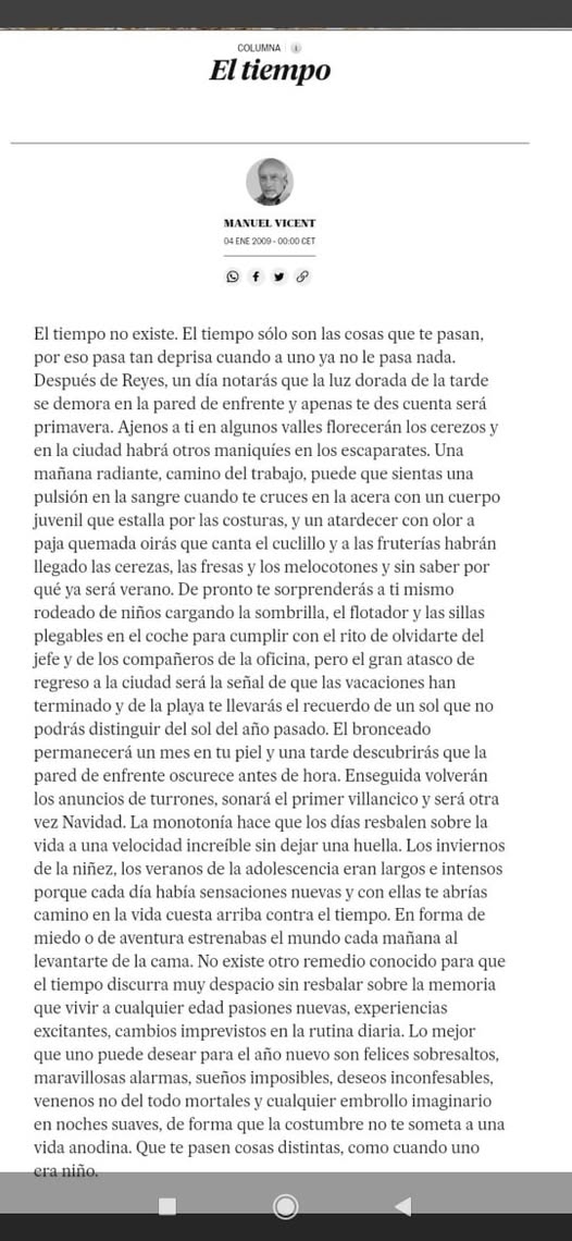Como cada comienzo de año, releemos esta columna de Manuel Vicent.