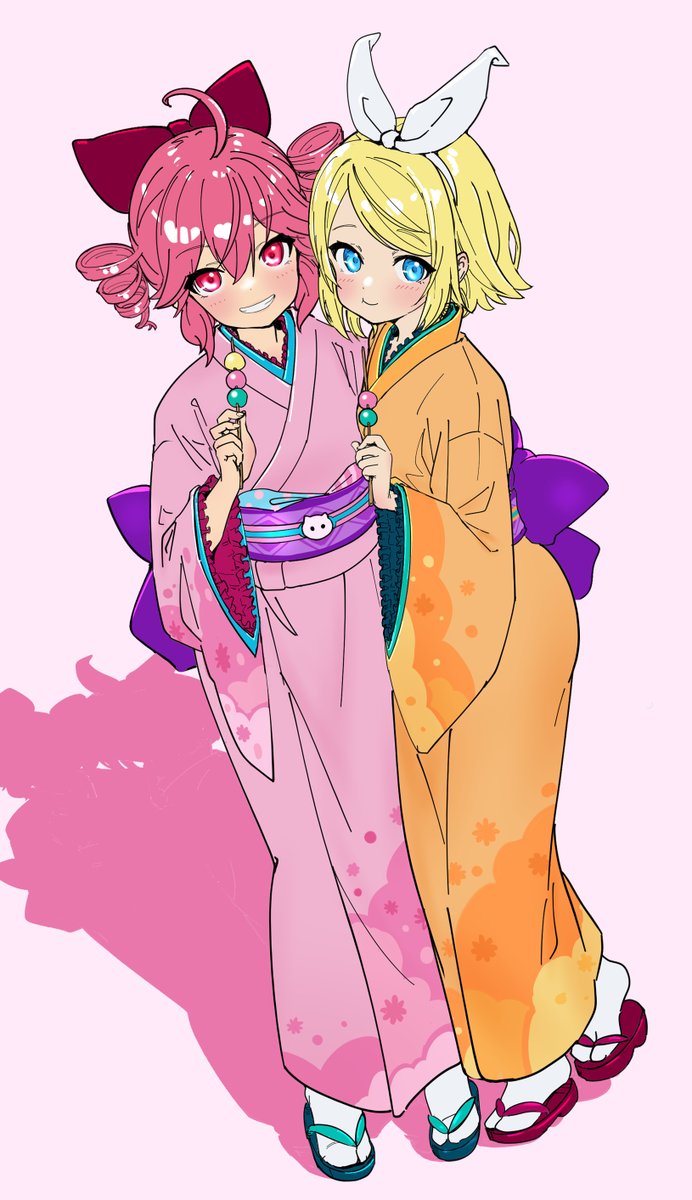 鏡音リン ,重音テト 「描き初めはテトさん&リンちゃんで 怪盗ツインドリル」|ユキハネのイラスト