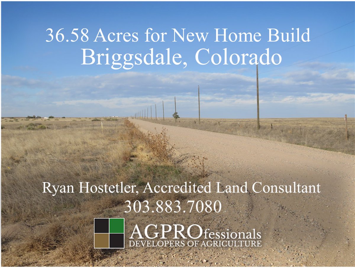 🌄 36.58 acres in Briggsdale, CO! Perfect for a home build, livestock, or recreation—w/ mountain views &amp; no HOA. Power nearby, well permit needed. $115K. Contact Ryan Hostetler 📞 303-883-7080

 👉 agprosrealestate.com/property-searc…

#ColoradoLandForSale